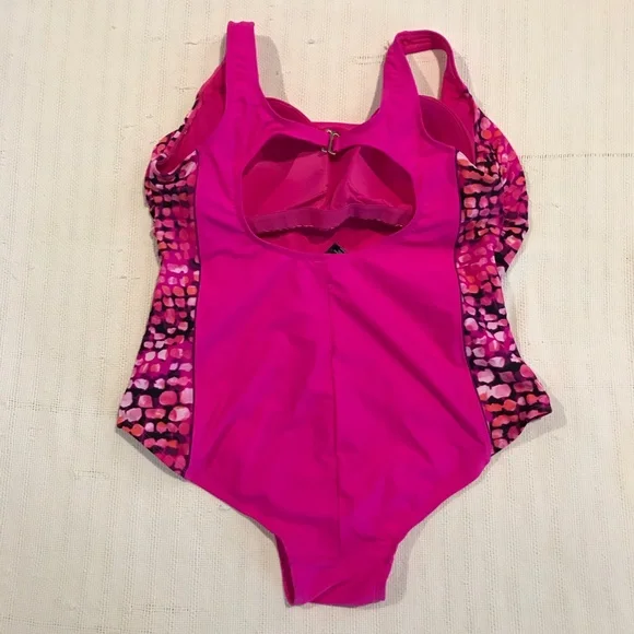 Catalina Sporty H-Back Side Insets One Piece Swimsuit Sz 2X (18W-20W) Pink - Picture 3 of 5